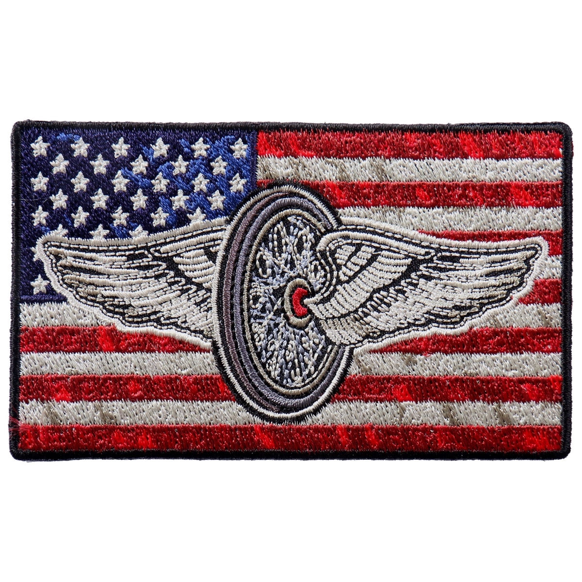 PPA9923 4 x 2 in. Flying Wheel Flag Patch - Multi Color