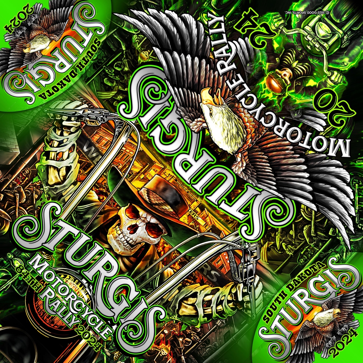SPA2443 ST24 No.1 Skull Street Bandana