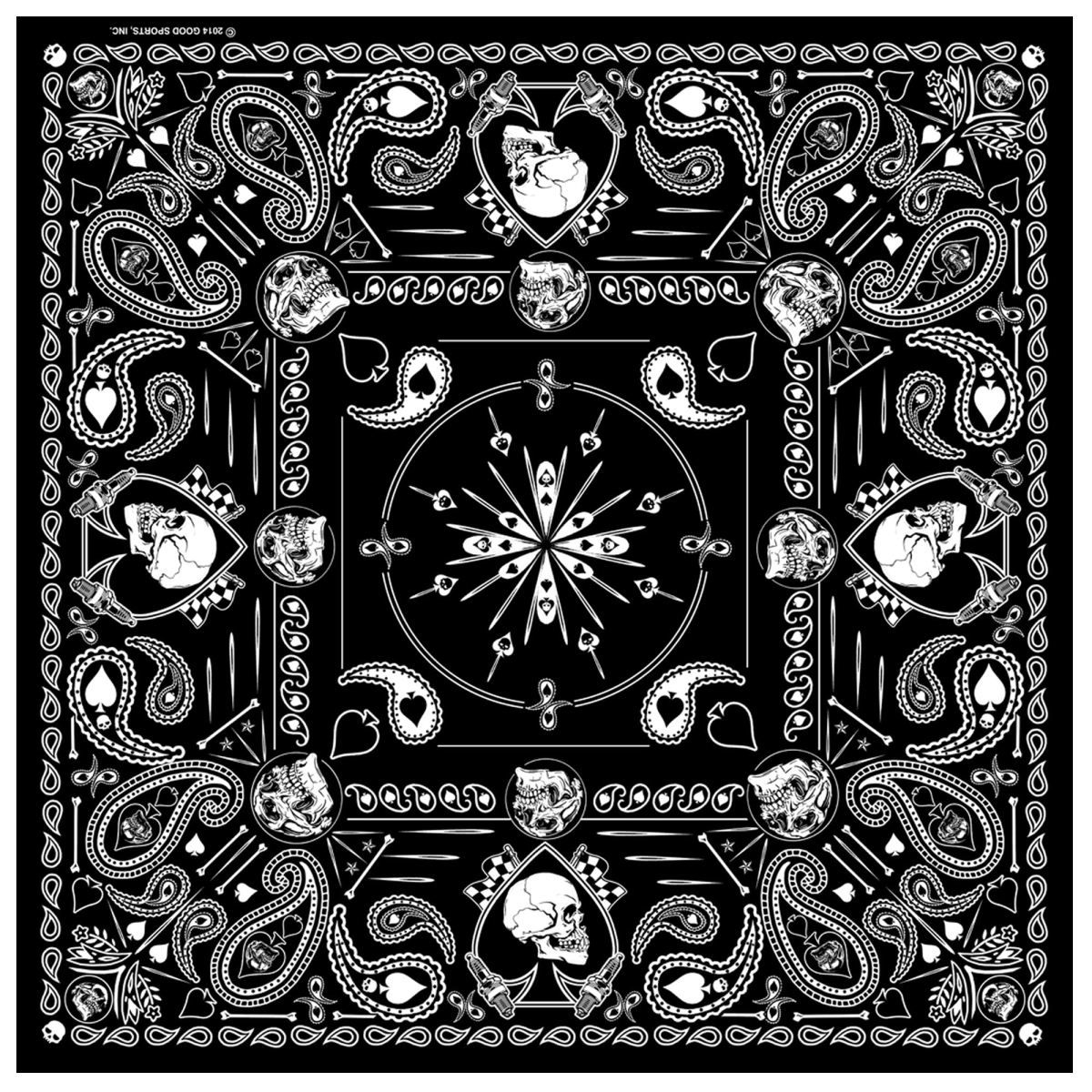 BAB1075 21 x 21 in. Spade Skull Paisley Bandana