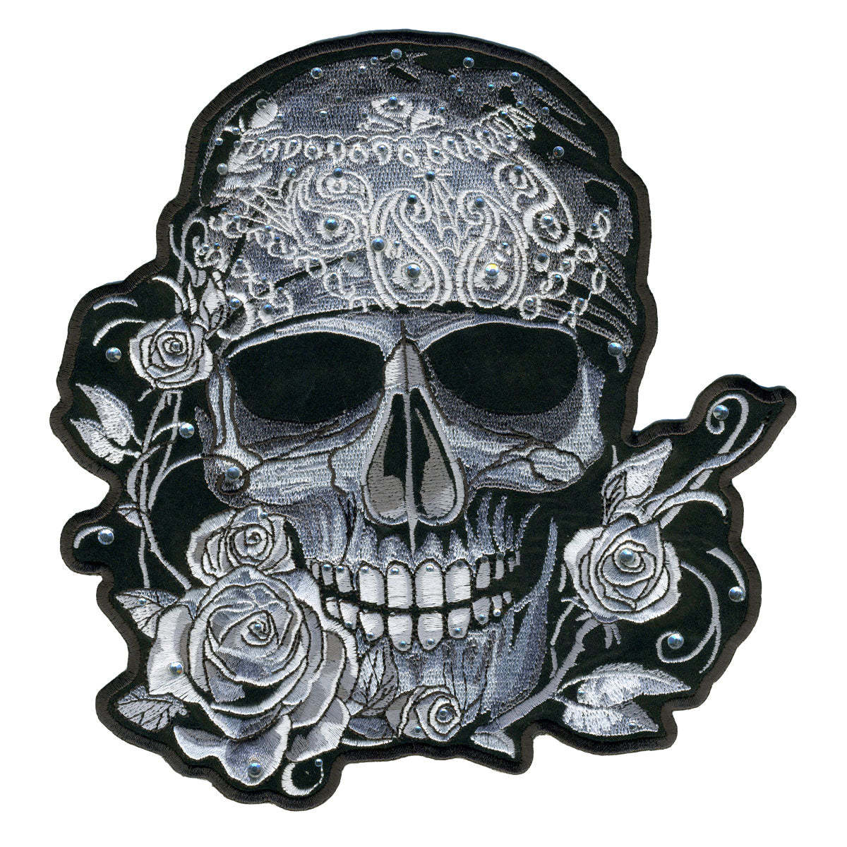 PPC3215 4 x 4 in. Bandana Skull with Rhinestones Patch - Multi Color