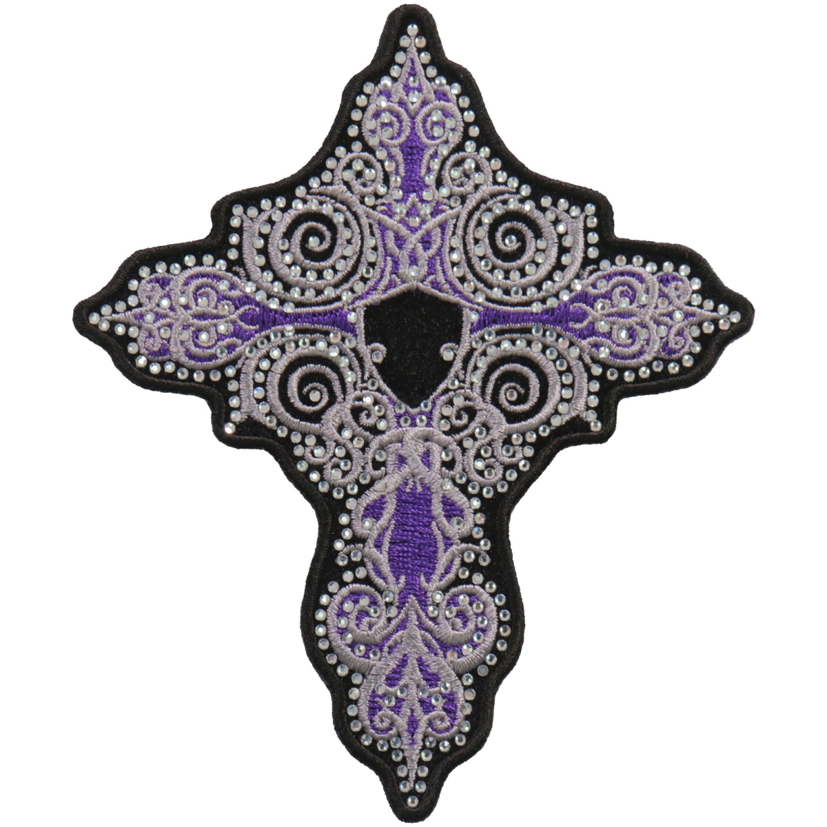 PPC3275 4 x 5 in. Rhinestone Cross Patch - Purple