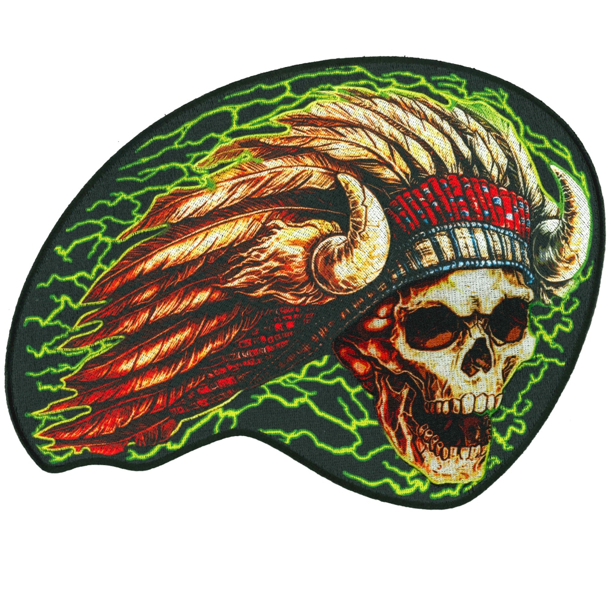 PPQ1839 10 x 7.5 in. Chief Skull Patch - Multi Color