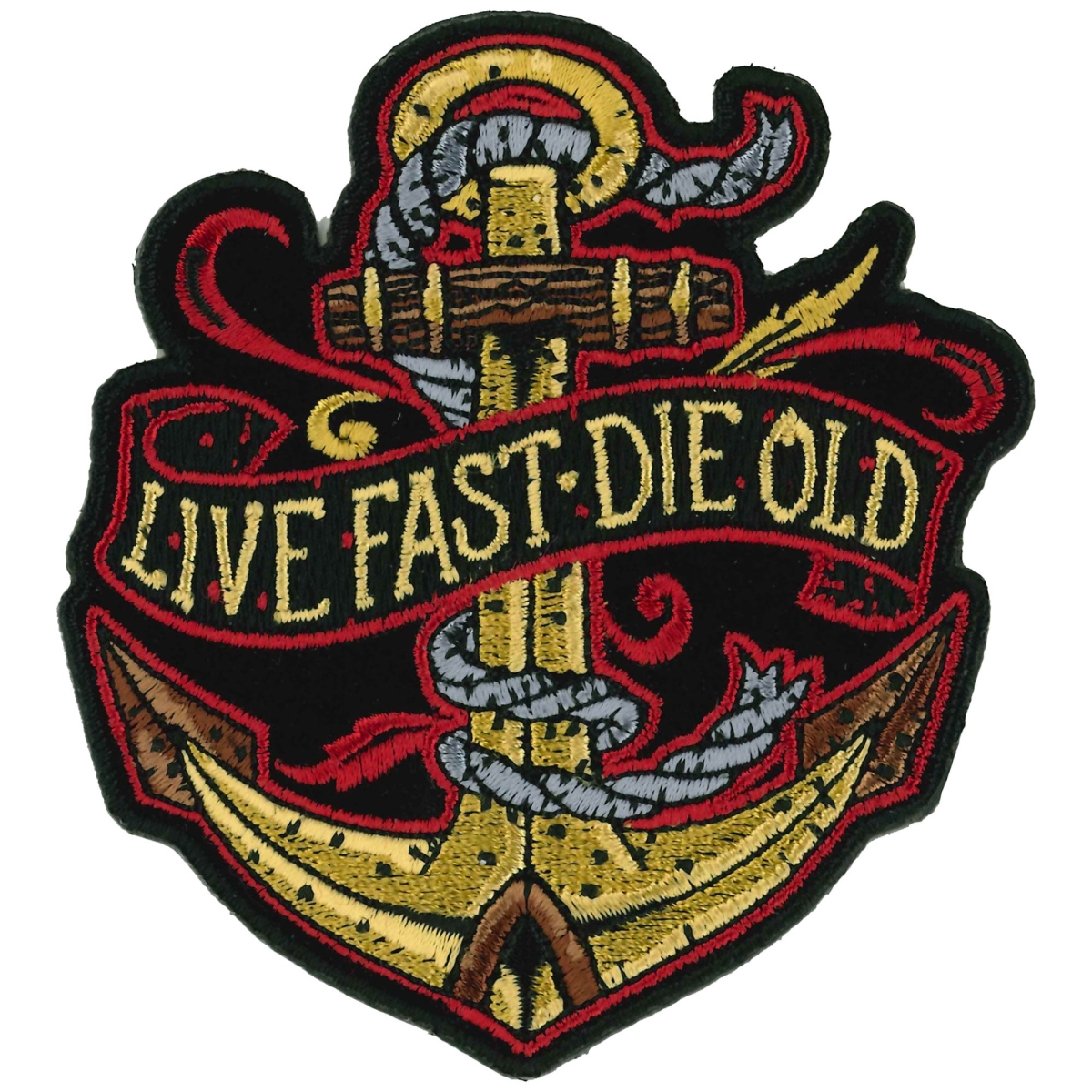 PPQ1513 3.5 x 4 in. Live Fast Die Old Anchor Patch - Multi Color