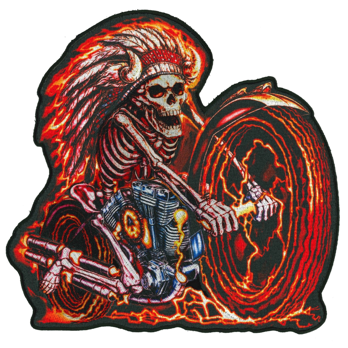 PPQ1849 9 x 9 in. Chief Skull Bike Patch - Multi Color