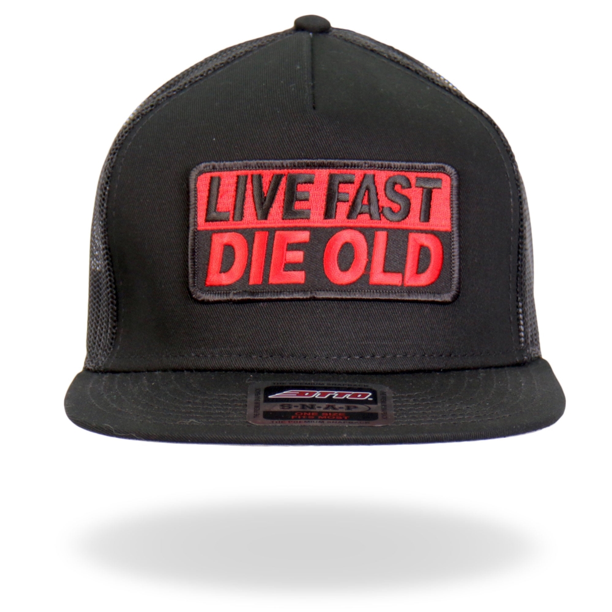 GSH2022 Live Fast Die Old Snapback Hat - Black - Adjustable Size