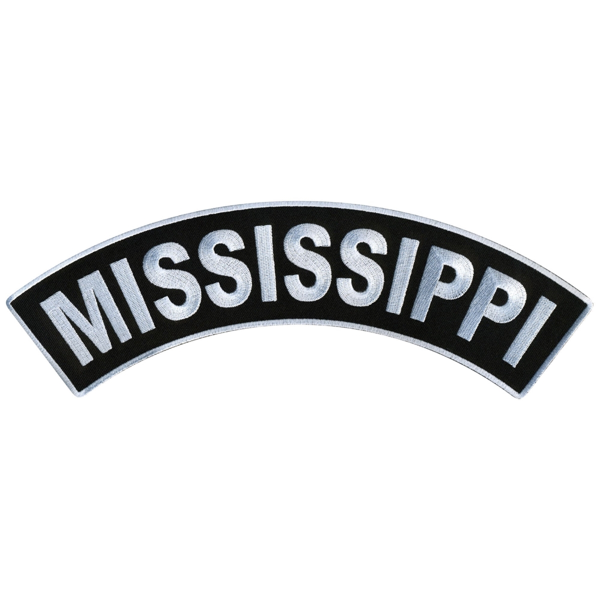 PPM4047 12 x 3 in. Mississippi Top Rocker Patch - Black & White