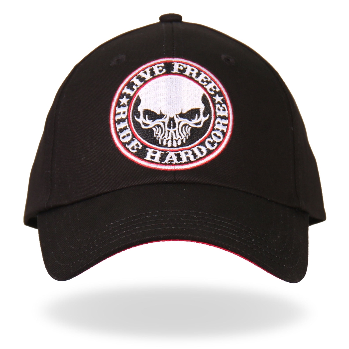 BCA1042 Live Free Ride Hardcore Skull Baseball Cap - Adjustable Size