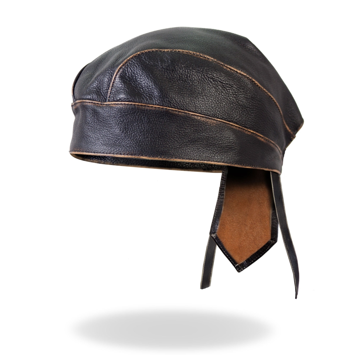 HWL1008 Rub-Off Seam Medium Weight Leather Headwrap - Brown - One Size Fits Most