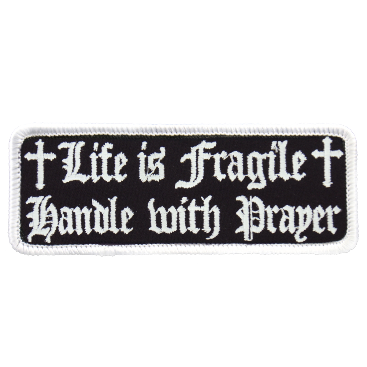 PPL9222 4 x 2 in. Life is Fragile Patch - Black & White