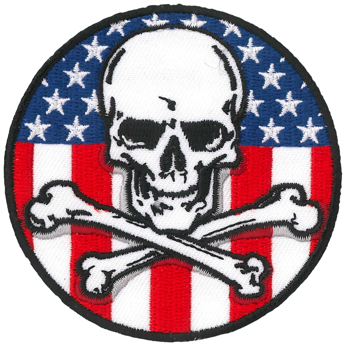 PPQ1090 3 in. Flag Skull Circle Patch - Multi Color