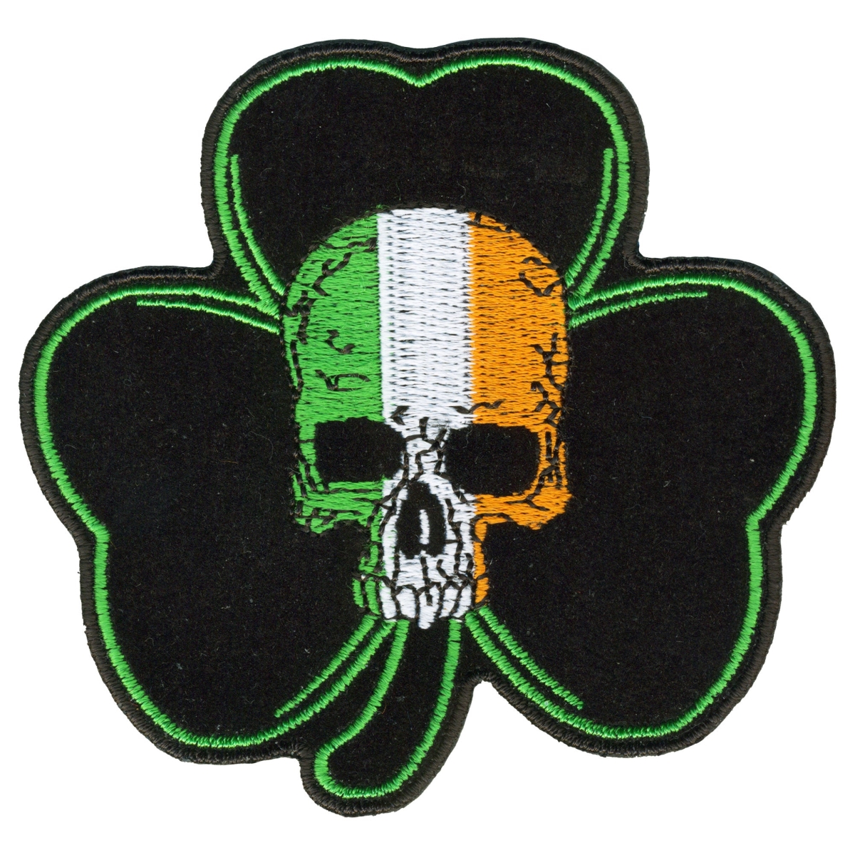 PPQ1340 3.5 x 3.5 in. Shamrock Skull Patch - Multi Color