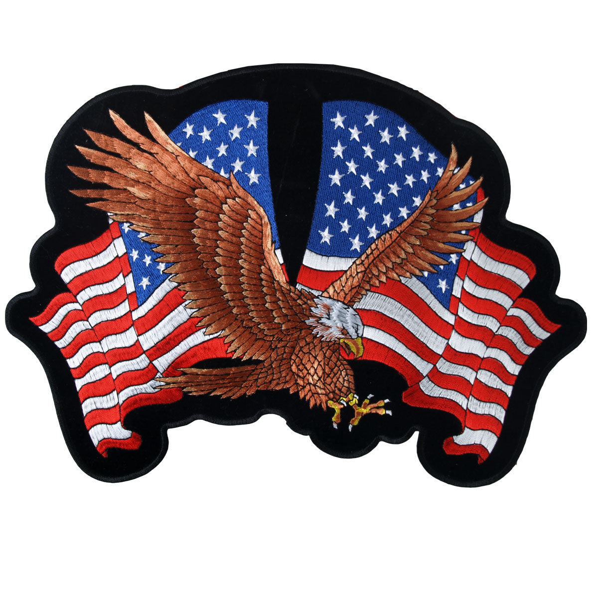 PPA1587 12 x 8 in. Eagle 2 Flags Patch - Multi Color