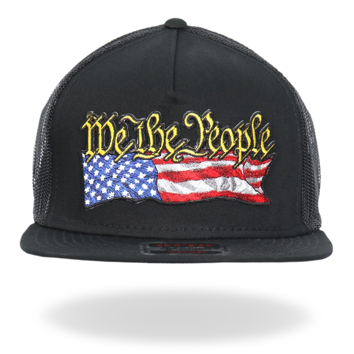 GSH2043 We the People Snapback Flat Brim Hat - Black - Adjustable Size