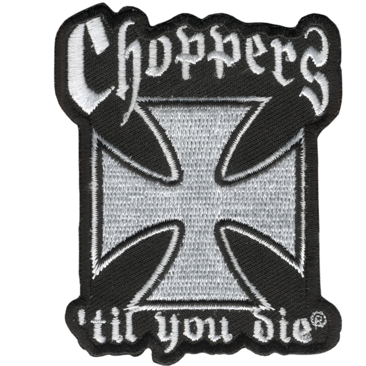 Picture of Hot Leathers PPA1132 3 x 3 in. Choppers Till You Die Patch - Black & White