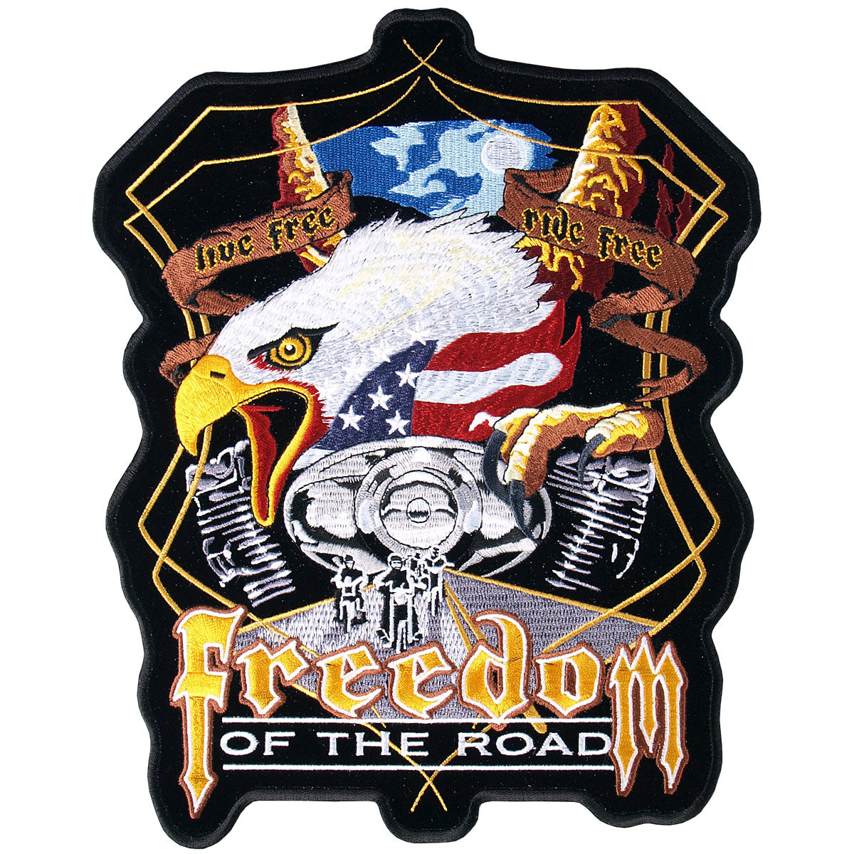 PPA3957 9 x 11 in. Midnight Eagle Biker Patch - Multi Color