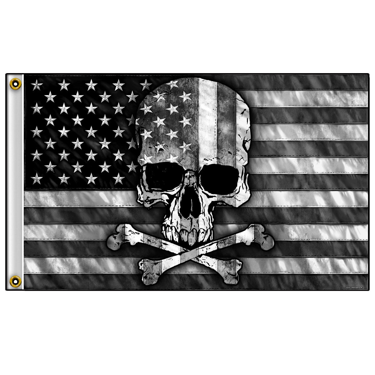 fga1073 3 x 5 ft. Skull Flag - Grey