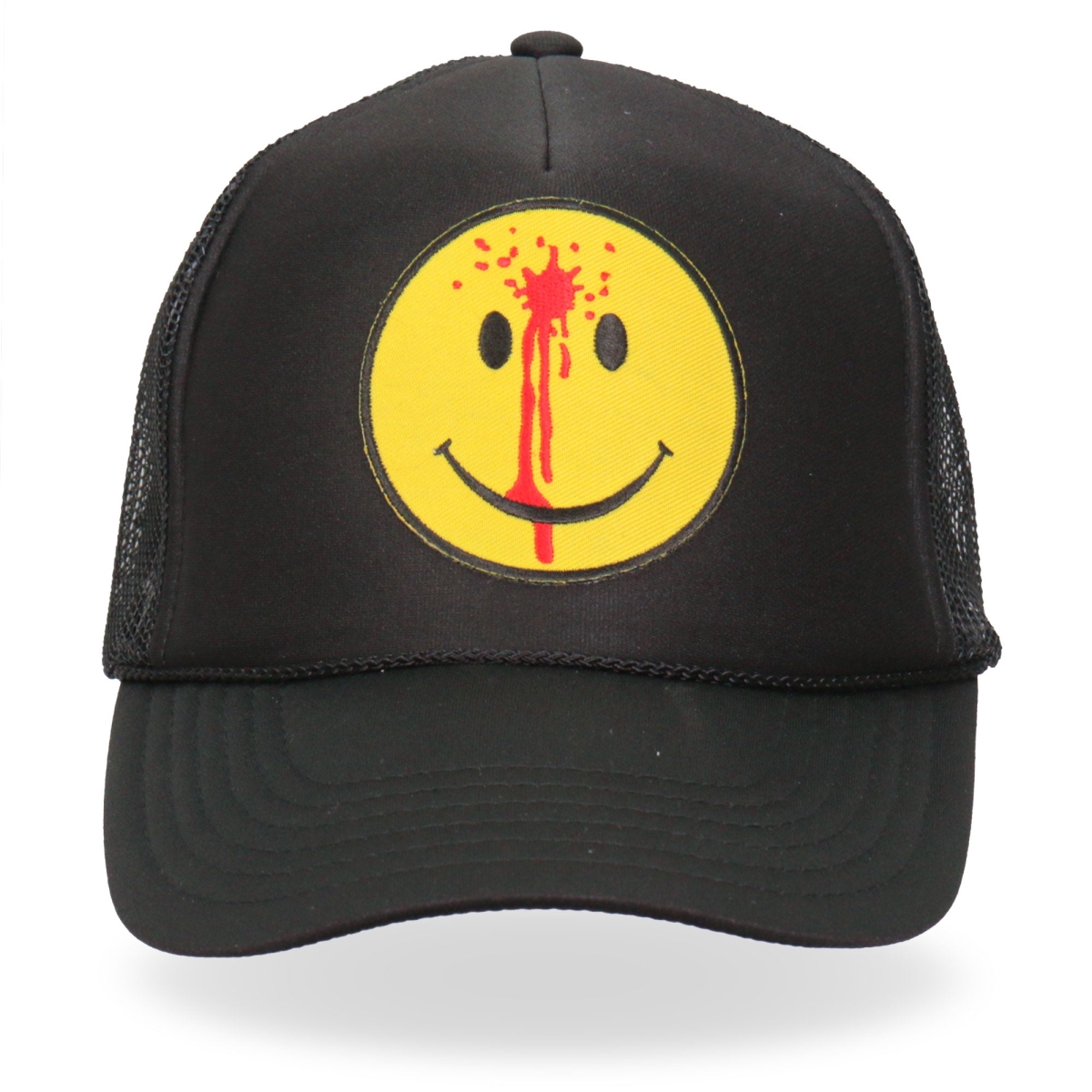 GSH1028 Smiley Face Bullet Trucker Hat - Black - Adjustable Size