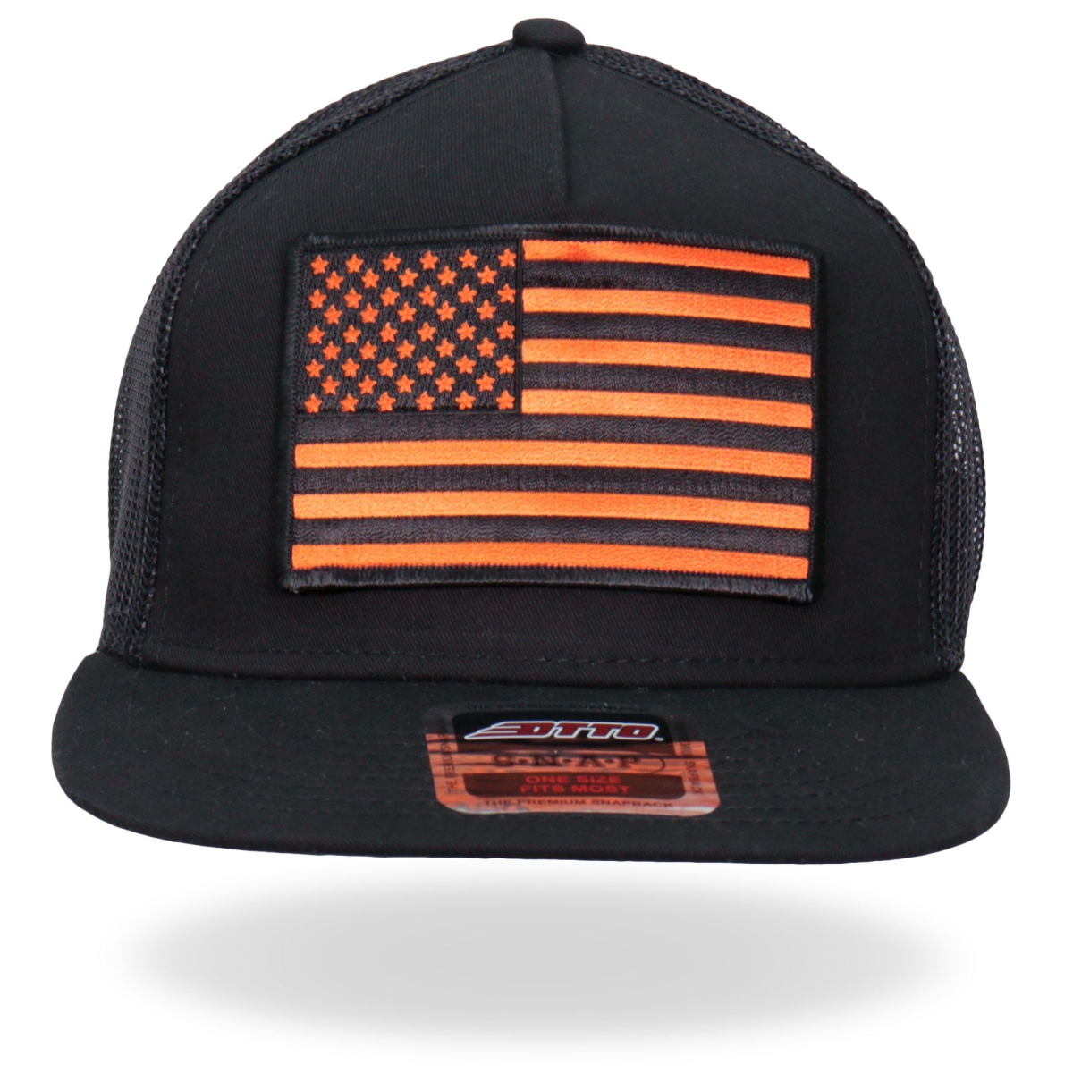 GSH2009 USA Flag Snapback Hat - Orange - Adjustable Size