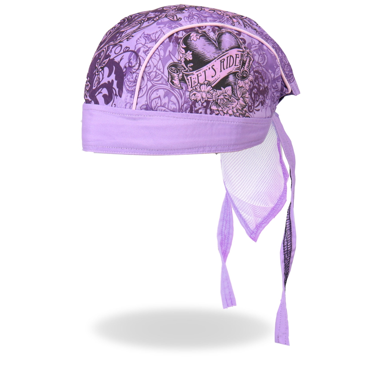 HWH1060 Heart Lets Ride Lightweight Headwrap - Purple - One Size Fits Most