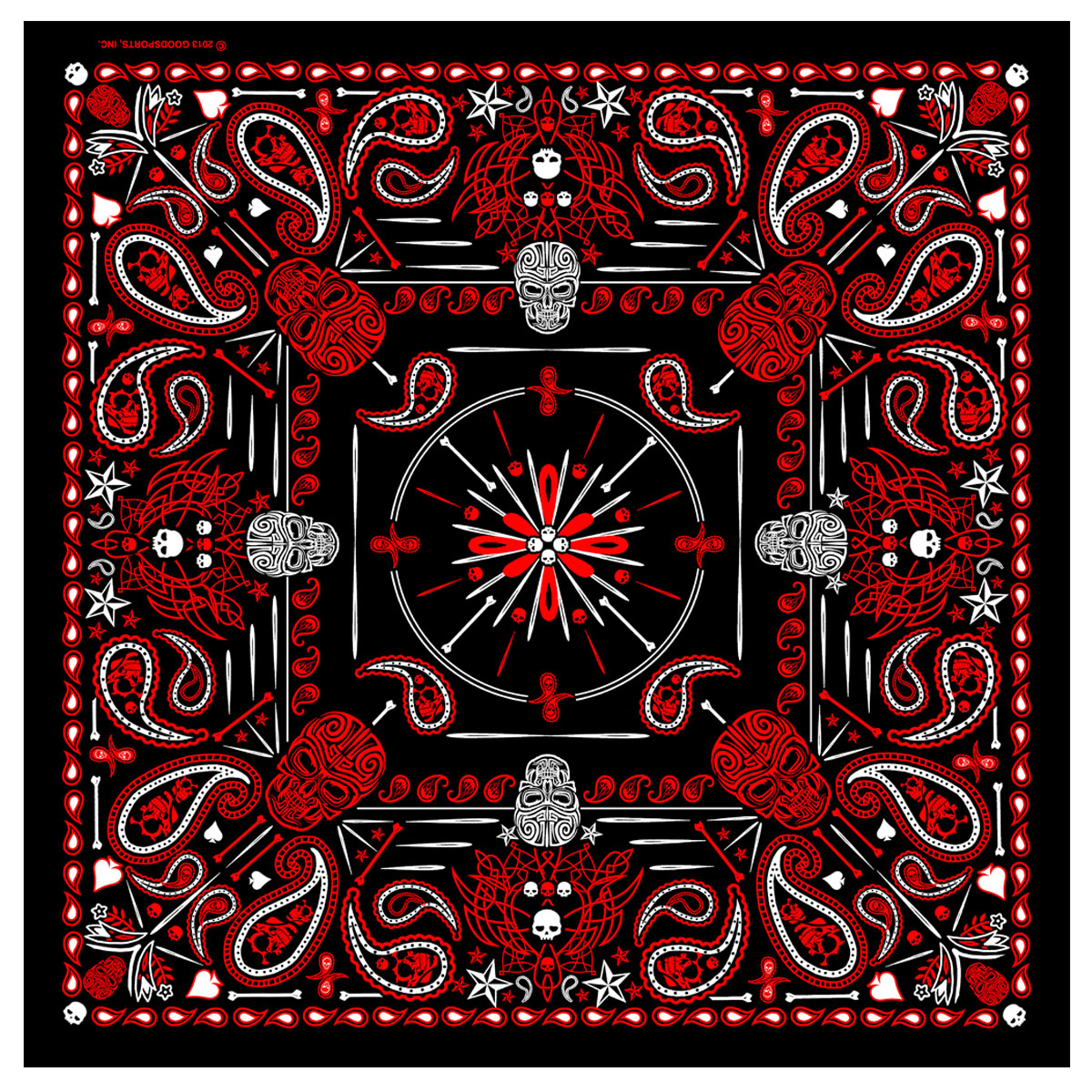 BAB1070 21 x 21 in. Paisley Skulls Bandana - Red