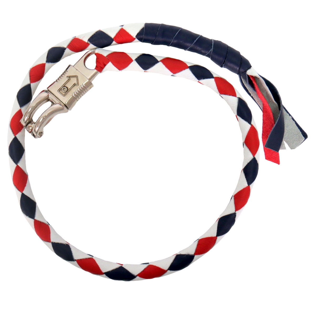 MWH1108 36 in. Get Back Genuine Leather Whip - Red, White & Blue