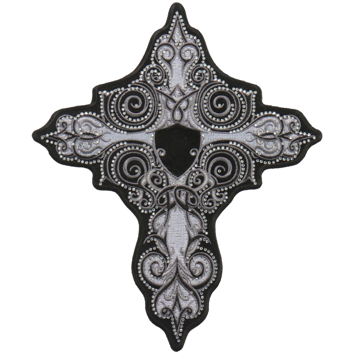 PPC3285 4 x 5 in. Rhinestone Cross Patch - White