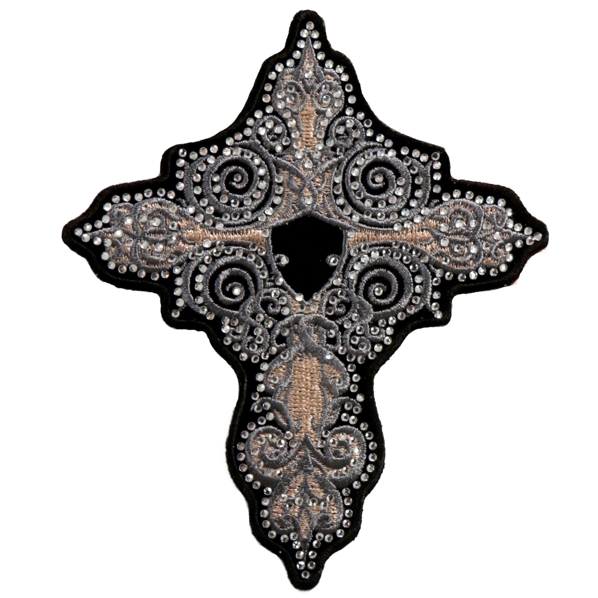 PPA9735 4 x 6 in. Rhinestone Cross Patch - Multi Color