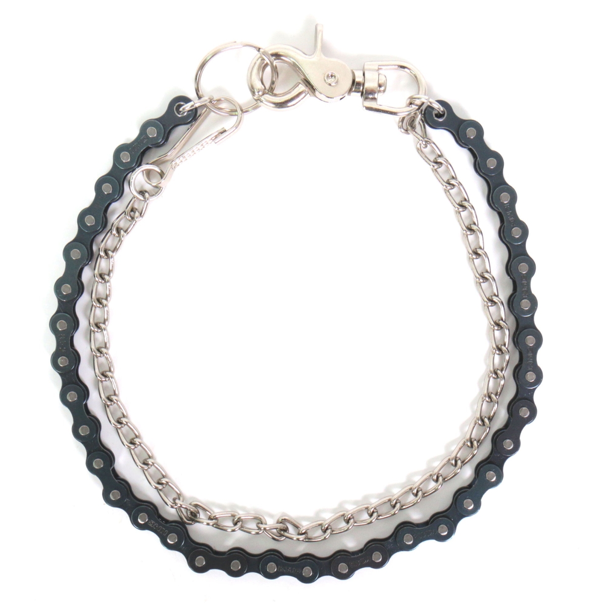 CWA1039 18 in. Double Bike Link Wallet Chain - Black & Silver