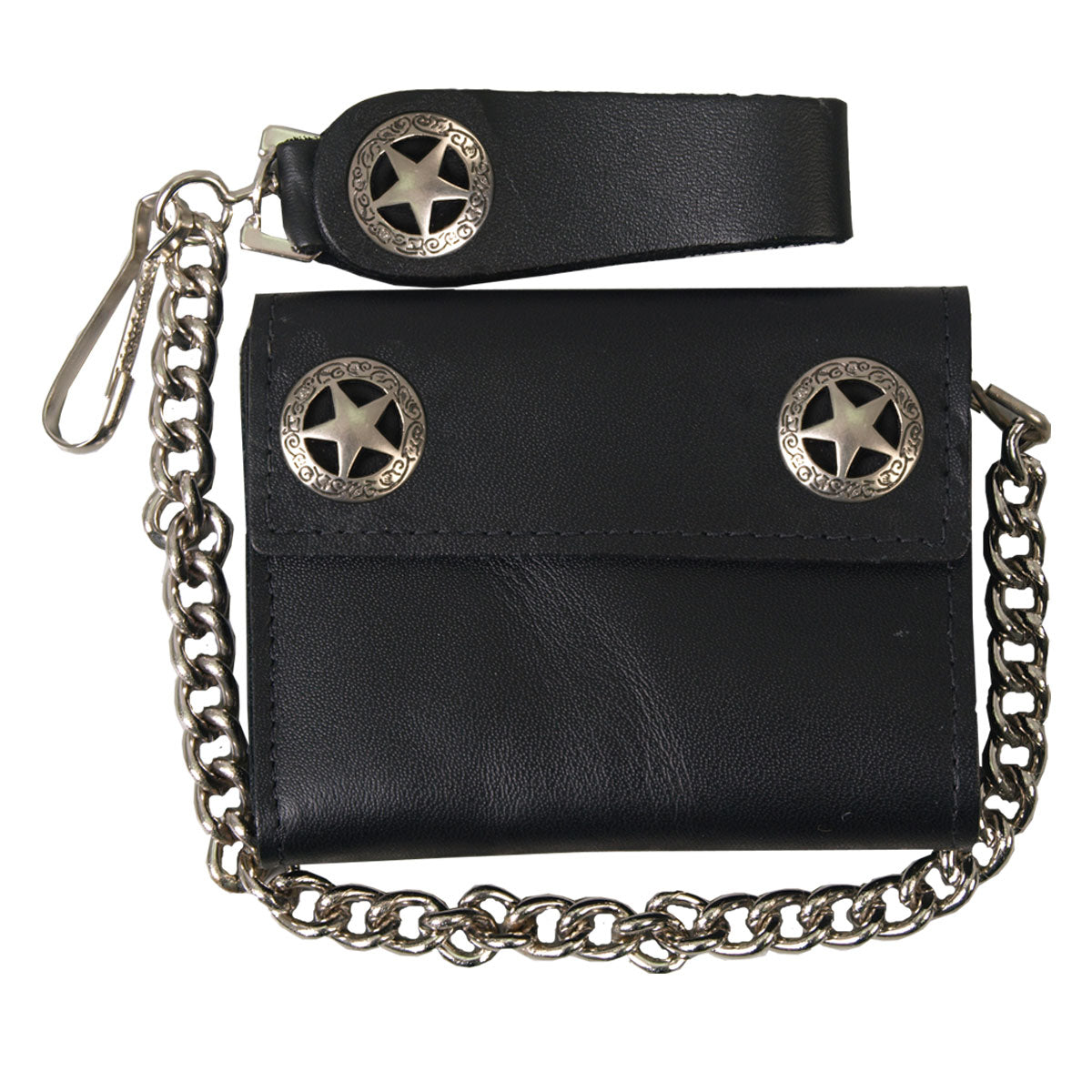 Picture of Hot Leathers WLA1010 4 in. Western Star Leather Wallet with Chain - Black