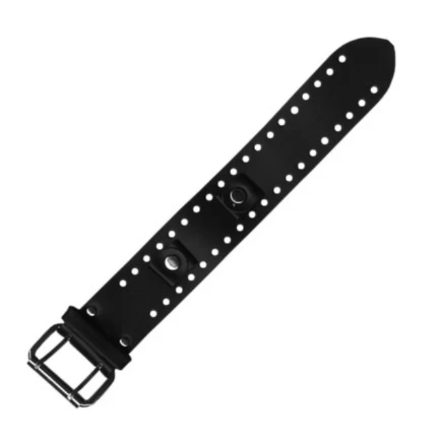 WTB1012 2 in. Leather Watch Band with Rivets - Black & Silver