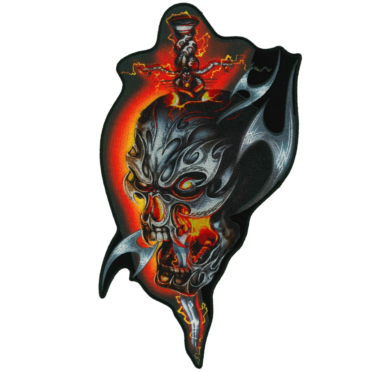 PPQ1859 6.5 x 12 in. Electric Skull Patch - Multi Color