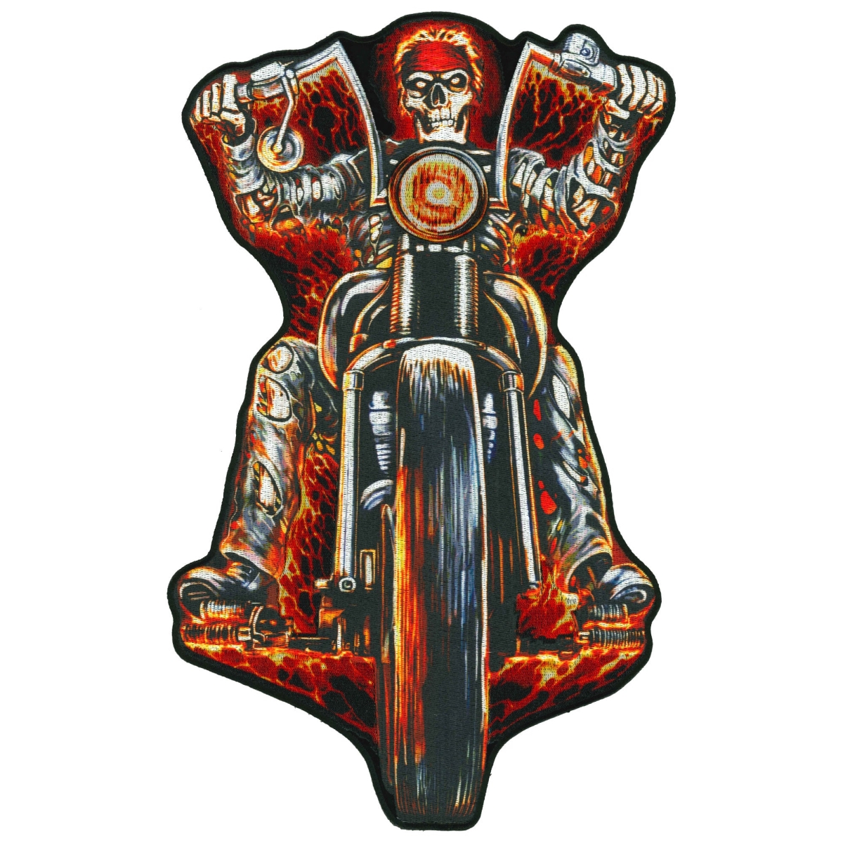 PPQ1869 8 x 13 in. Fire Biker Patch - Multi Color