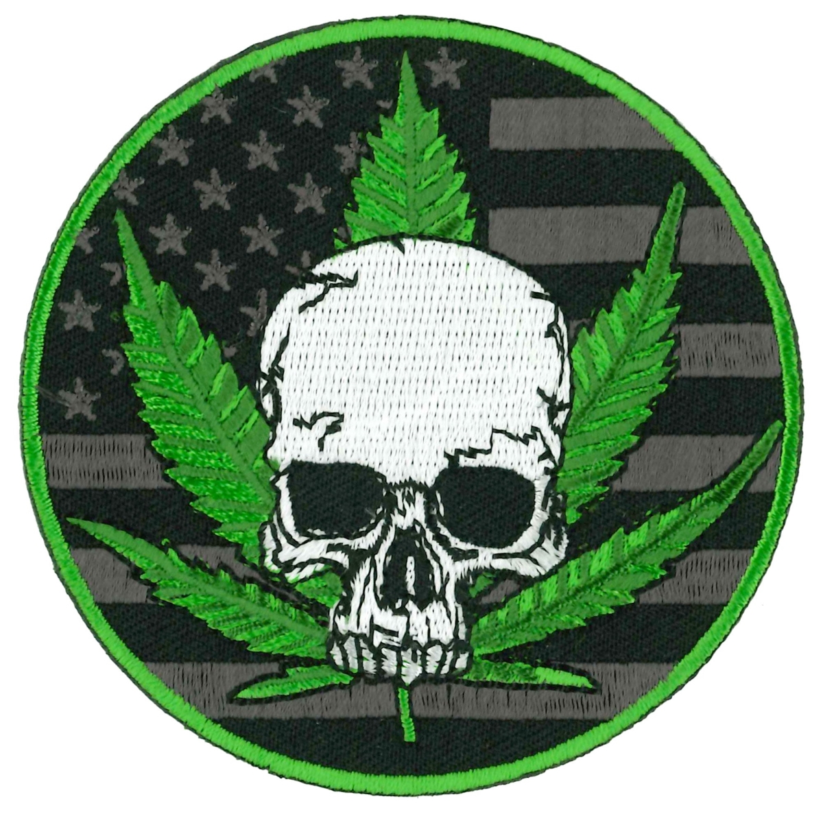 PPL9966 Skull & Pot Leaf Patch - Multi Color - 3 x 3 in. - Iron/Sew-On