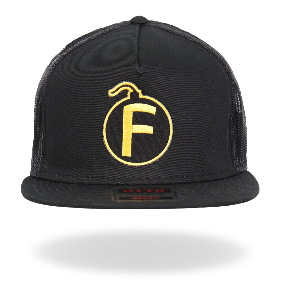 GSH2032 F Bomb Snapback Hat - Black & Yellow - Adjustable Size