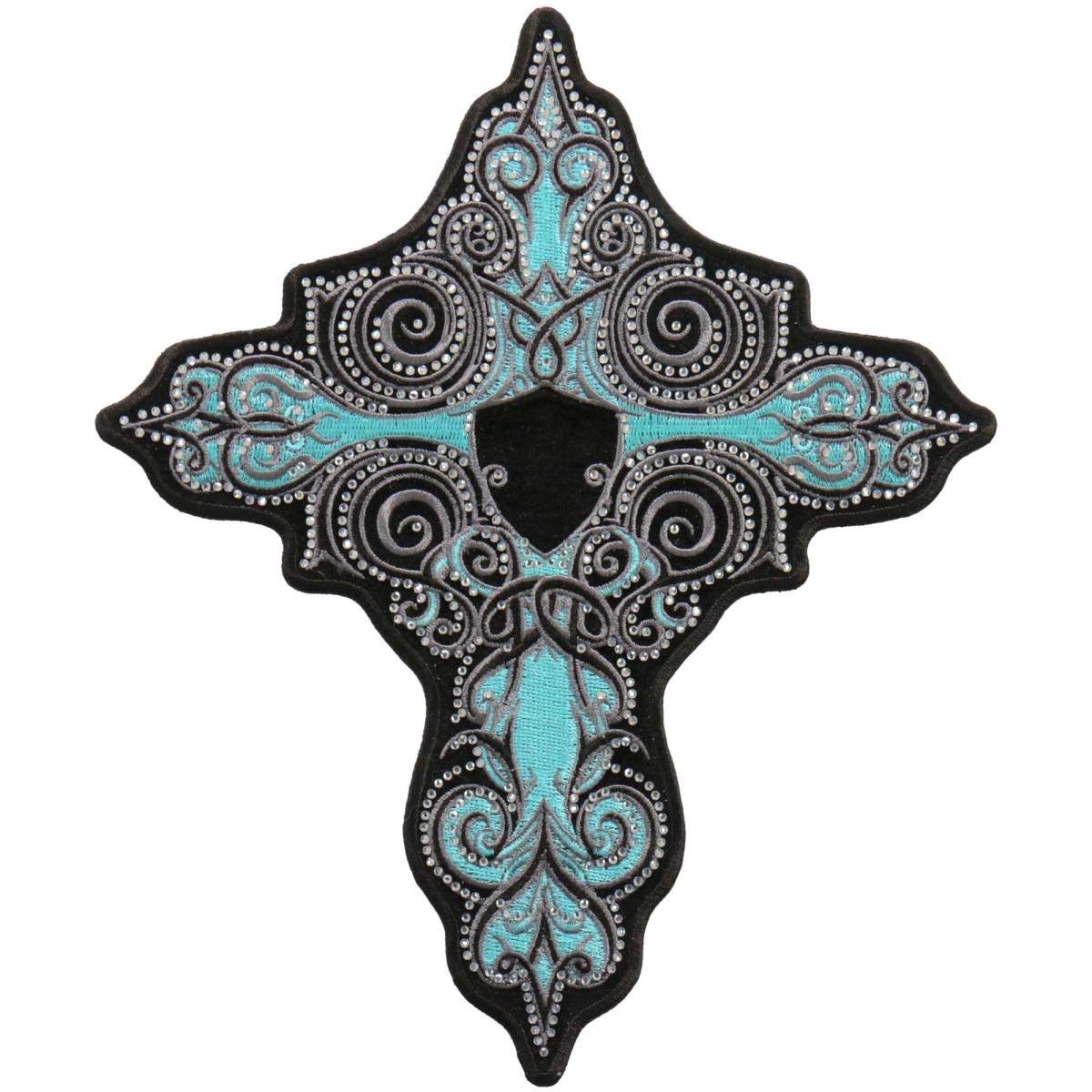 PPC3297 8 x 9 in. Cross Patch with Rhinestones - Turquoise
