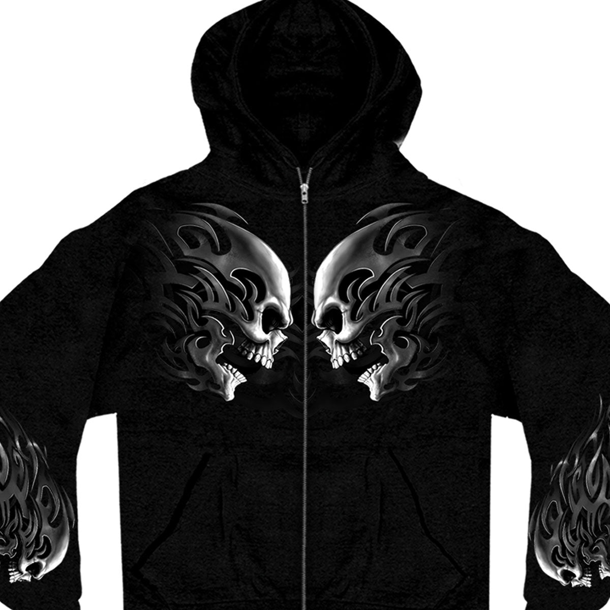 gmz4105 Mens Head Butt Skulls Hoodie with Zipper Closure - Black - Medium