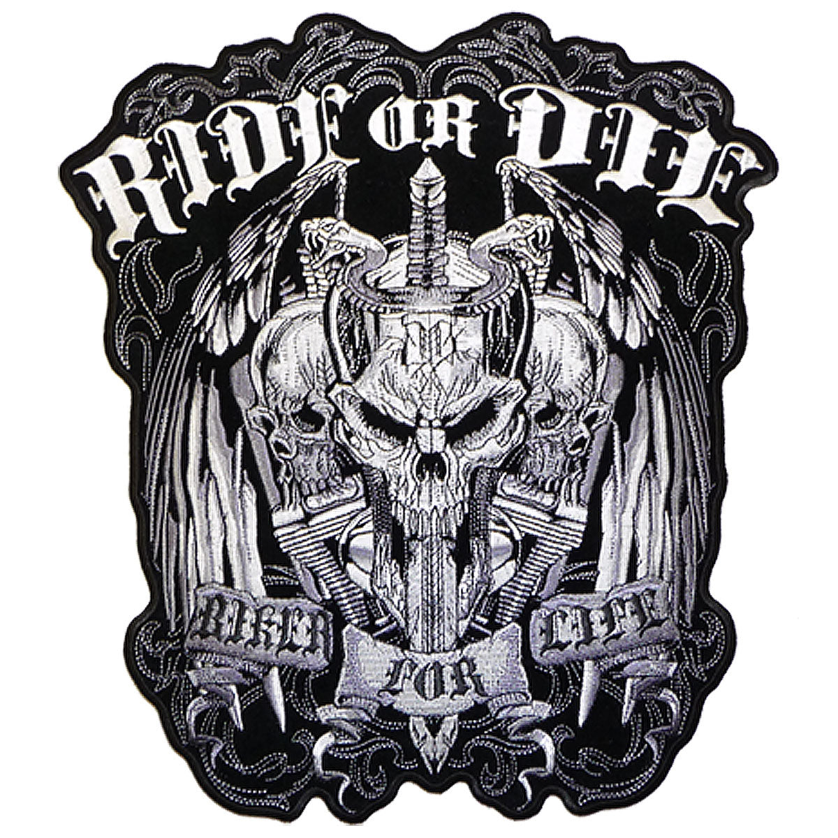 PPA5180 5 x 5 in. Ride Or Die Biker for Life Patch - Black & White