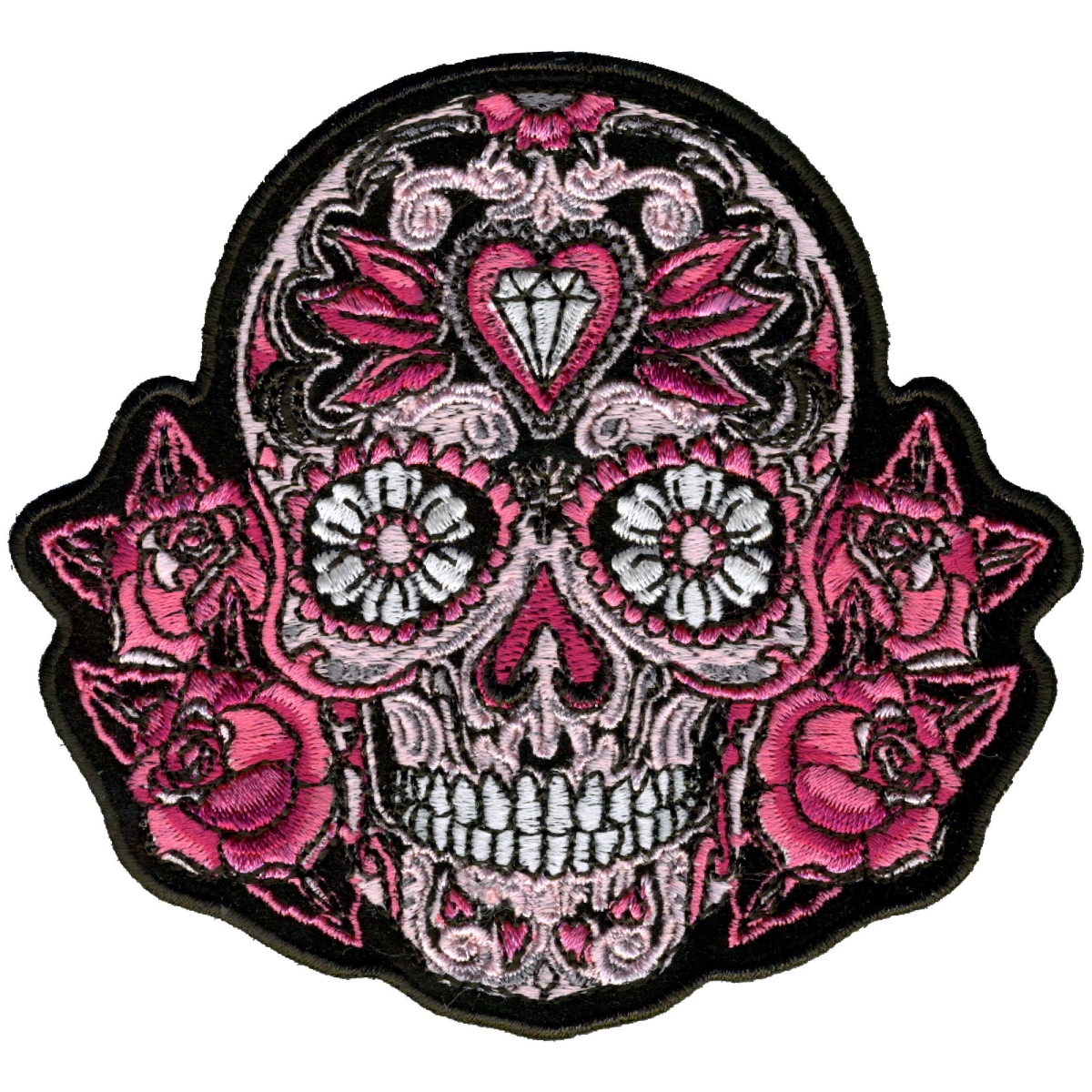PPA6961 4 x 4 in. Sugar Skull & Roses Ladies Patch - Pink