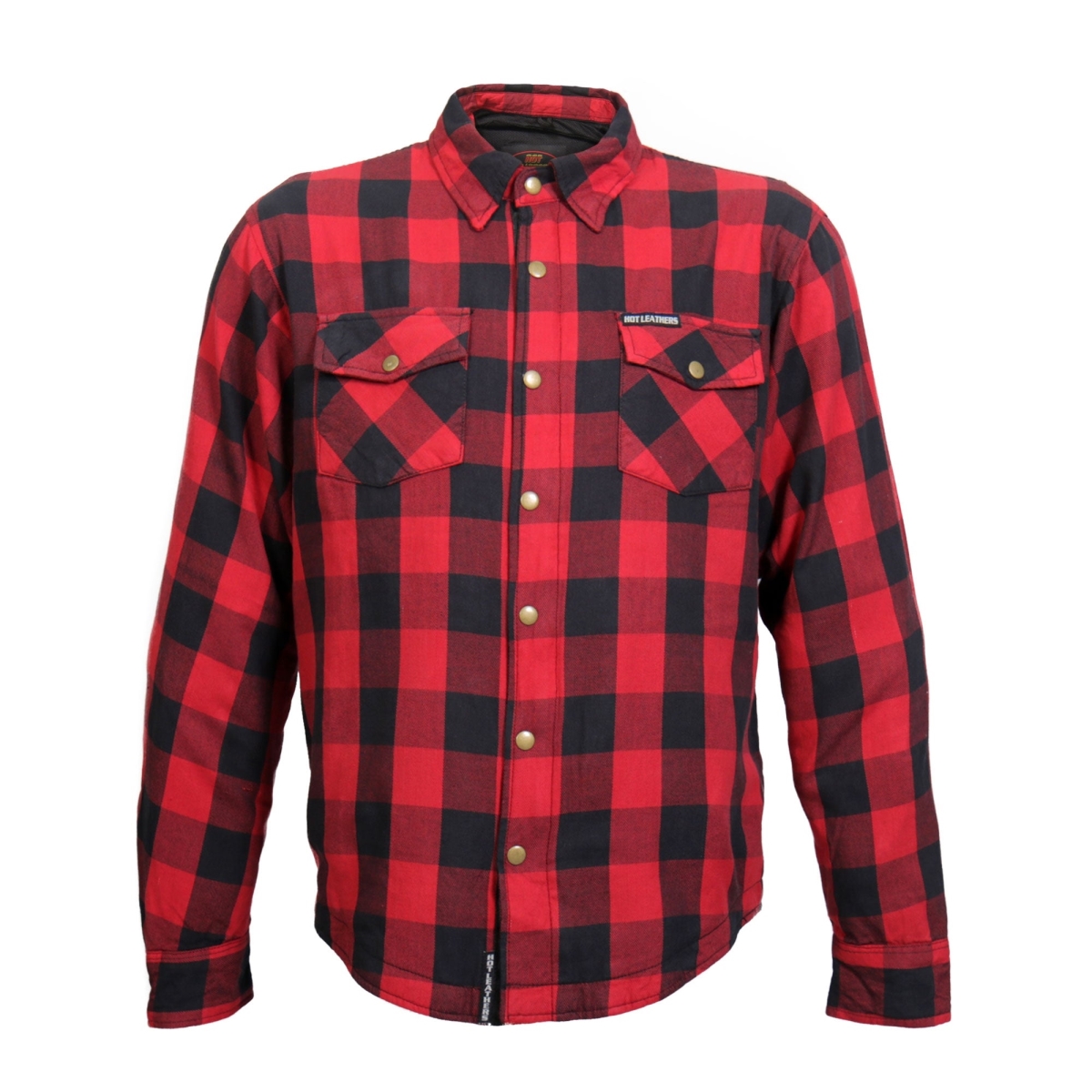 JKM3003 Men Motorcycle Armored Flannel Biker Jacket - Red & Black - Small