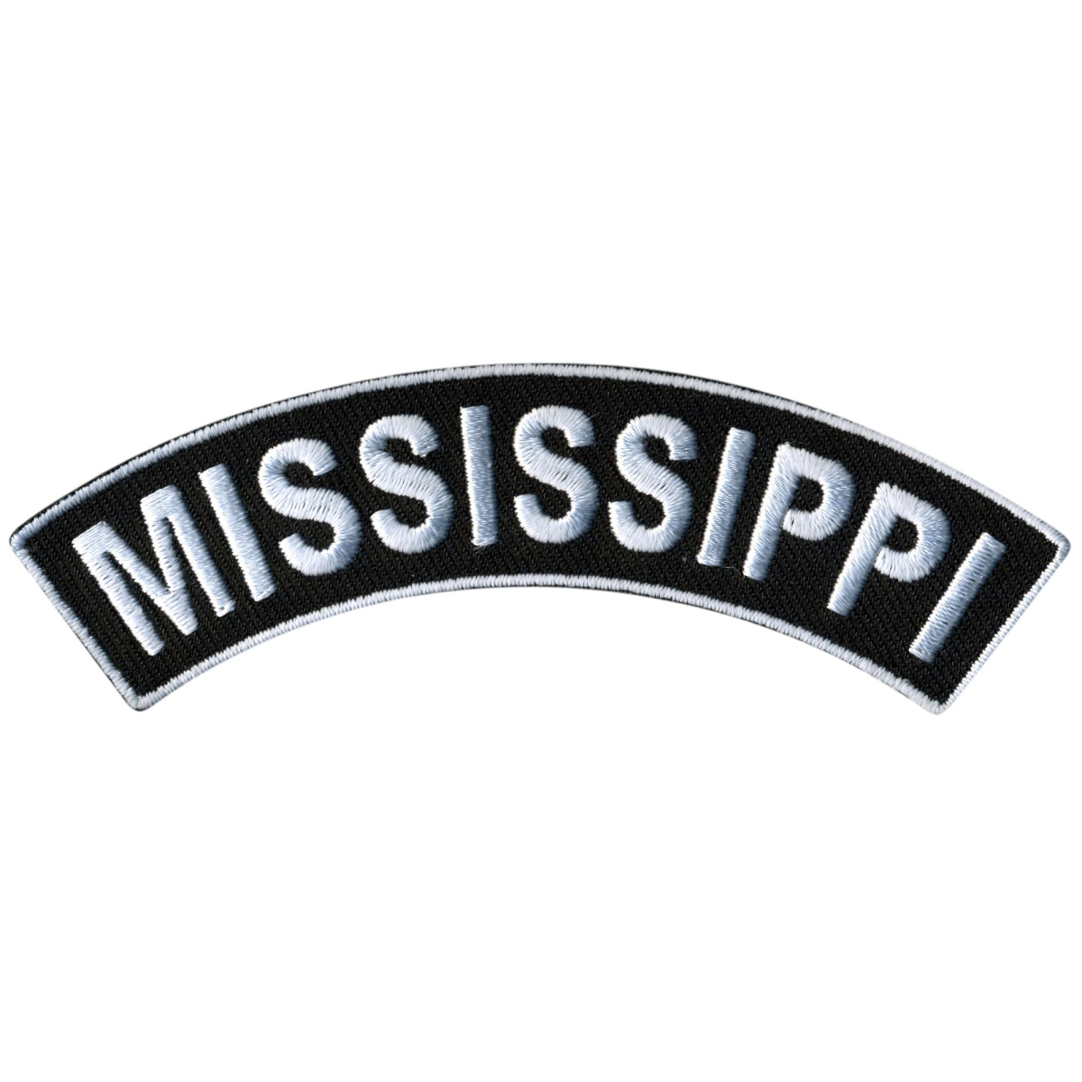 PPM4048 4 x 1 in. Mississippi Top Rocker Patch - Black & White