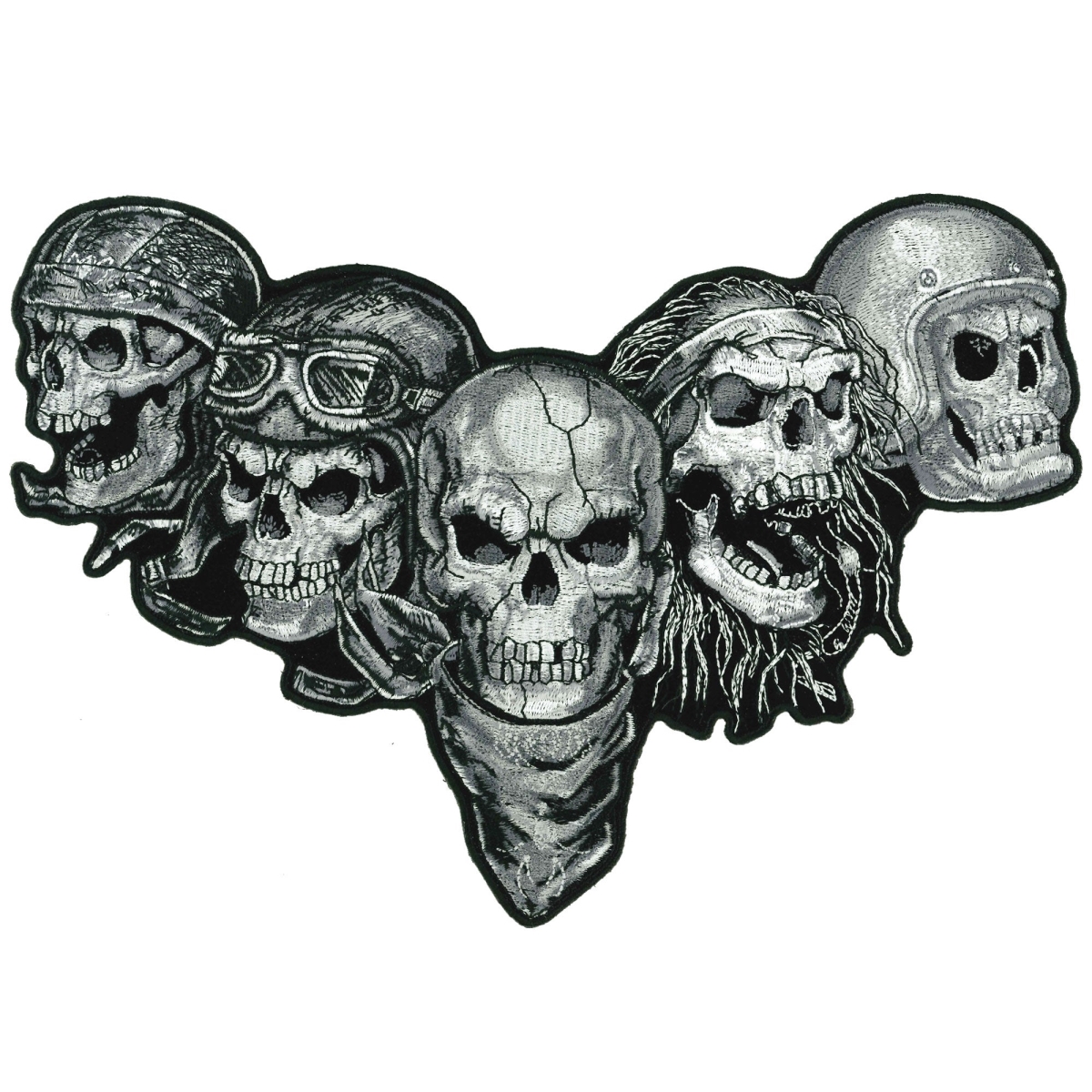 PPQ1559 10 x 7 in. Five Skulls Patch - Multi Color
