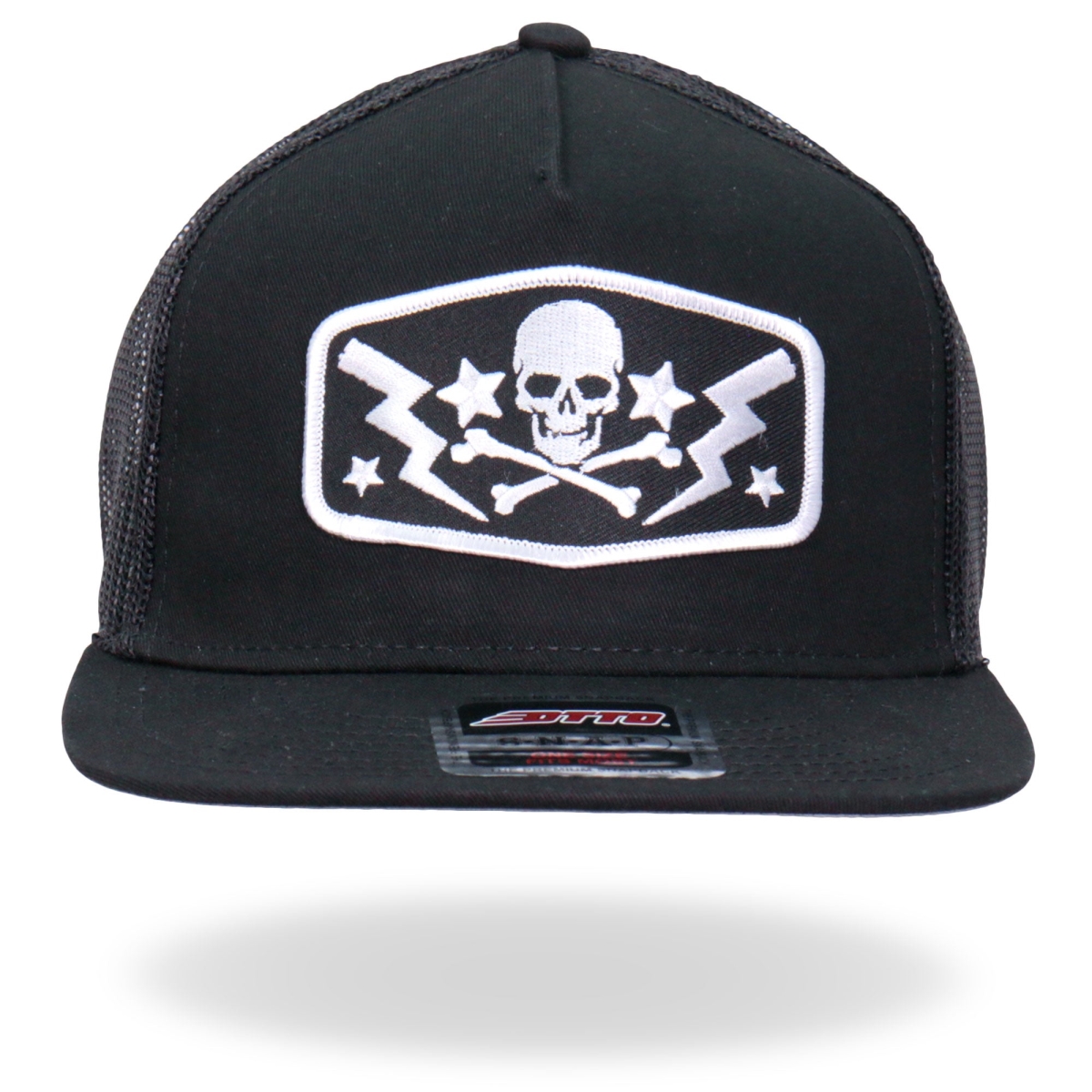 GSH2018 Skull Bolts Snapback Hat - Black - Adjustable Size
