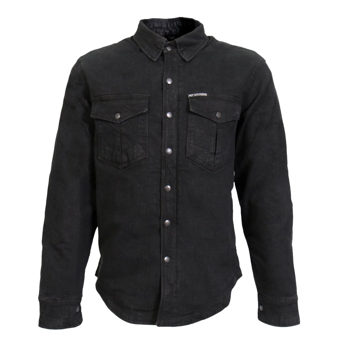 JKM3009 Men Classic Motorcycle Denim Long Sleeve Biker Shirt with Armor - Black - Small