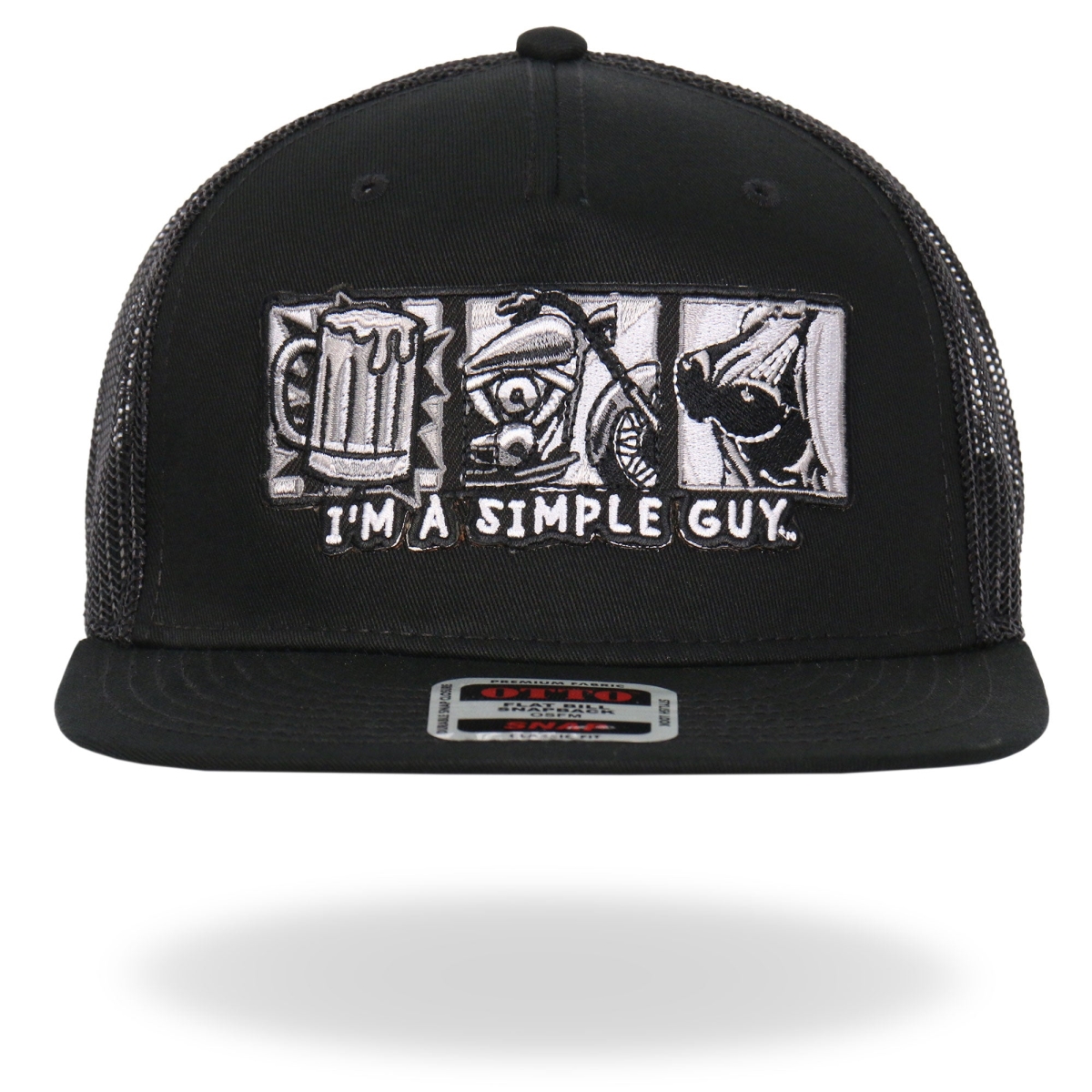 GSH2038 Simple Guy 3 Bs Snapback Hat - Black - Adjustable Size
