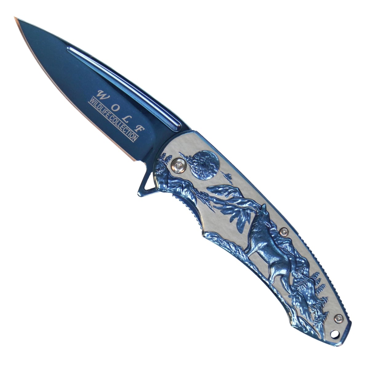 KNA1167 3.25 in. Howling Wolf Knife - Blue
