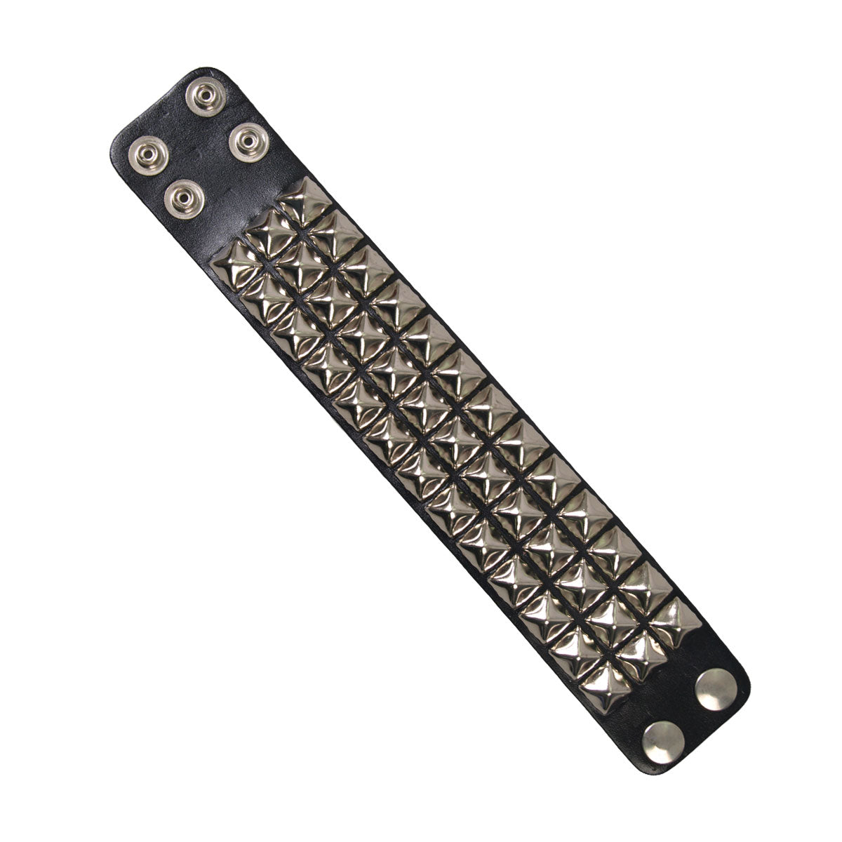 WBA1001 1.75 in. 3-Row Pyramid Stud Wrist Band - Black