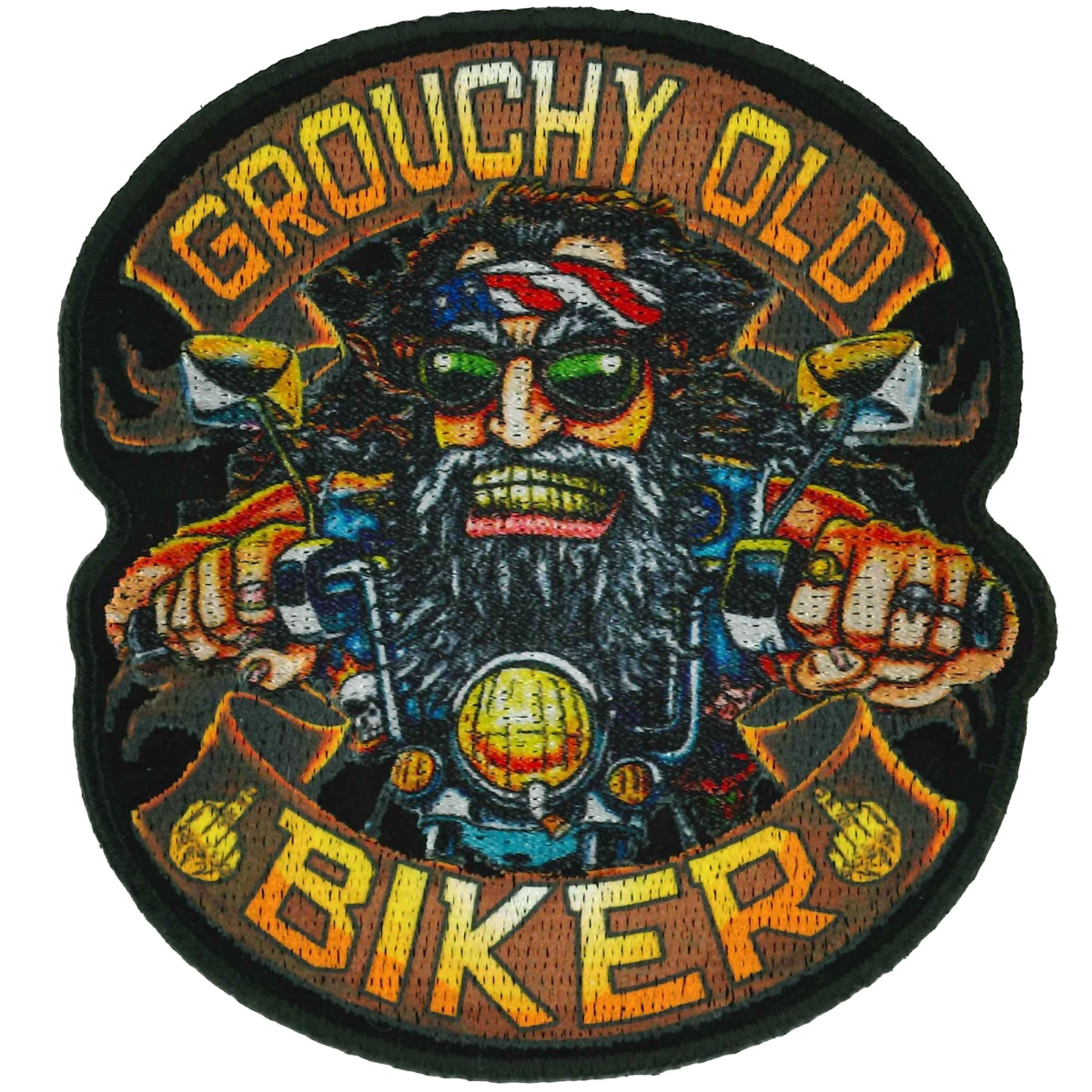 PPQ2073 3.5 x 3.5 in. Grouchy Old Biker Patch - Multi Color