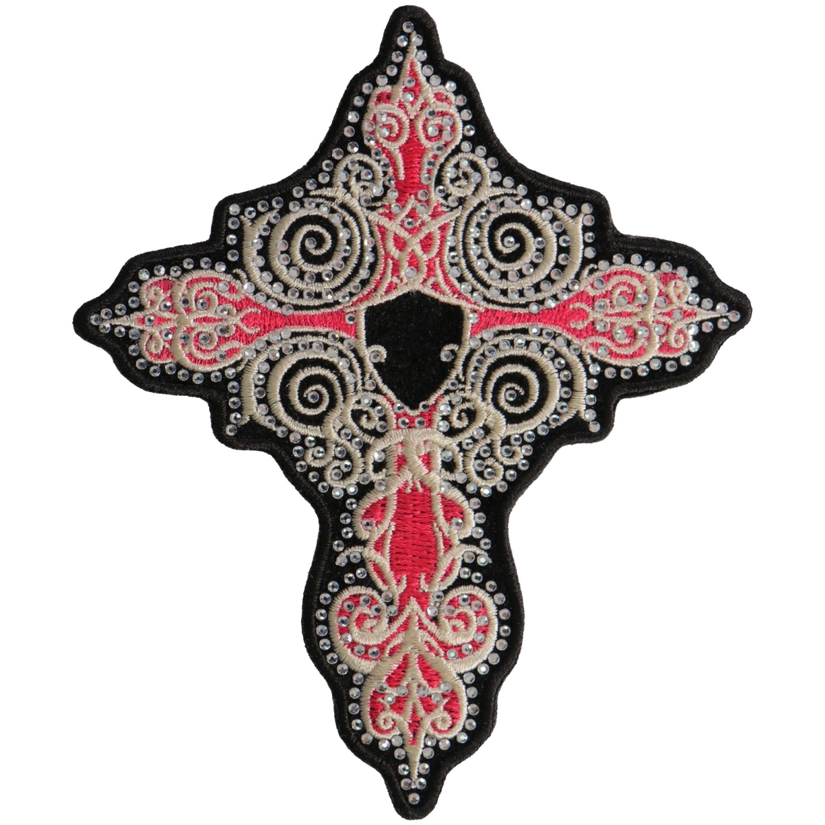 PPC3265 4 x 5 in. Rhinestone Cross Patch - Pink