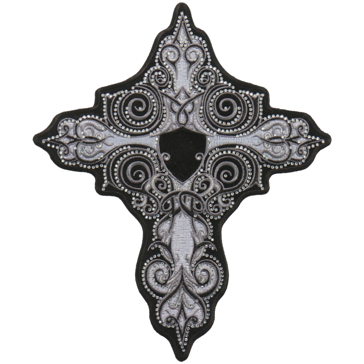 PPC3287 8 x 9 in. Cross Patch with Rhinestones - White