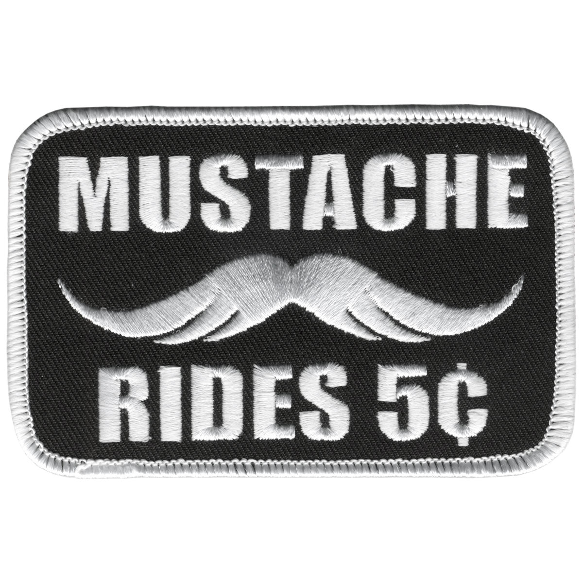 PPL9130 4 x 3 in. Mustache Rides Patch - Black & White
